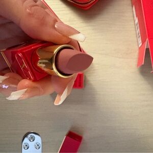 NWT Valentino Red Geometric Cosmetic Bag with two long lasting lipsticks